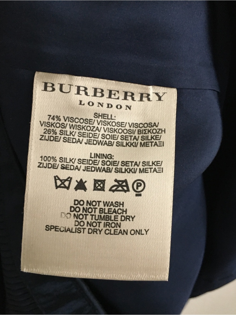 Burberry Mini Dress – Women’s Size 12 – Navy Blue Silk Blend - Picture 7 of 16